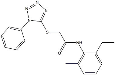 N-(2-ethyl-6-methylphenyl)-2-(1-phenyltetrazol-5-yl)sulfanylacetamide Struktur