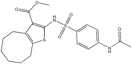 methyl 2-[(4-acetamidophenyl)sulfonylamino]-4,5,6,7,8,9-hexahydrocycloocta[b]thiophene-3-carboxylate Struktur