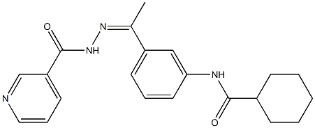 N-[(Z)-1-[3-(cyclohexanecarbonylamino)phenyl]ethylideneamino]pyridine-3-carboxamide Struktur