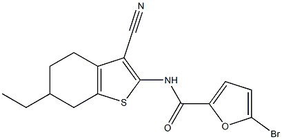 5-bromo-N-(3-cyano-6-ethyl-4,5,6,7-tetrahydro-1-benzothiophen-2-yl)furan-2-carboxamide Struktur