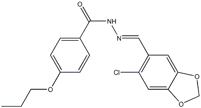 N-[(E)-(6-chloro-1,3-benzodioxol-5-yl)methylideneamino]-4-propoxybenzamide Struktur