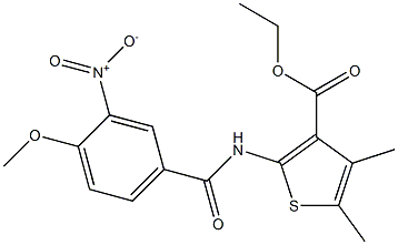 ethyl 2-[(4-methoxy-3-nitrobenzoyl)amino]-4,5-dimethylthiophene-3-carboxylate Struktur