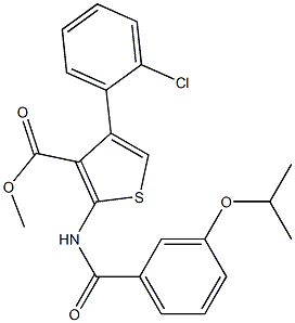 methyl 4-(2-chlorophenyl)-2-[(3-propan-2-yloxybenzoyl)amino]thiophene-3-carboxylate Struktur