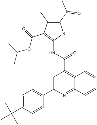 propan-2-yl 5-acetyl-2-[[2-(4-tert-butylphenyl)quinoline-4-carbonyl]amino]-4-methylthiophene-3-carboxylate Struktur