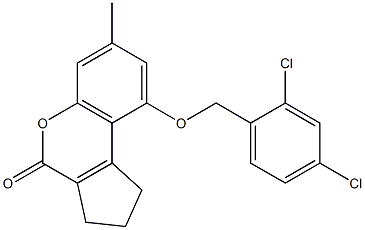 9-[(2,4-dichlorophenyl)methoxy]-7-methyl-2,3-dihydro-1H-cyclopenta[c]chromen-4-one Struktur