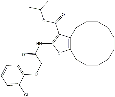 propan-2-yl 2-[[2-(2-chlorophenoxy)acetyl]amino]-4,5,6,7,8,9,10,11,12,13-decahydrocyclododeca[b]thiophene-3-carboxylate Struktur