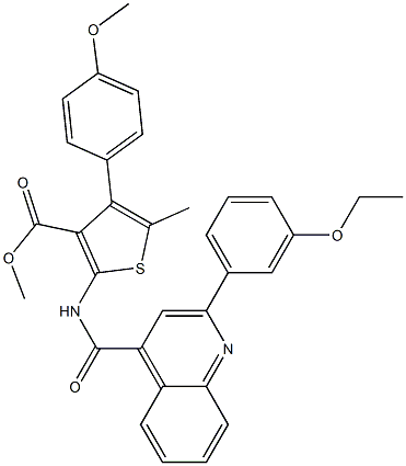 methyl 2-[[2-(3-ethoxyphenyl)quinoline-4-carbonyl]amino]-4-(4-methoxyphenyl)-5-methylthiophene-3-carboxylate Struktur