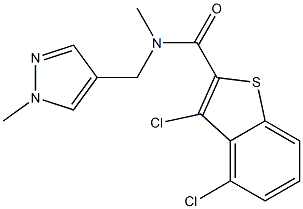 3,4-dichloro-N-methyl-N-[(1-methylpyrazol-4-yl)methyl]-1-benzothiophene-2-carboxamide Struktur