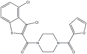 [4-(3,4-dichloro-1-benzothiophene-2-carbonyl)piperazin-1-yl]-(furan-2-yl)methanone Struktur