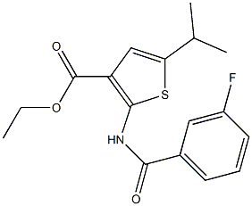 ethyl 2-[(3-fluorobenzoyl)amino]-5-propan-2-ylthiophene-3-carboxylate Struktur