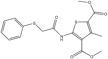 dimethyl 3-methyl-5-[(2-phenylsulfanylacetyl)amino]thiophene-2,4-dicarboxylate Struktur