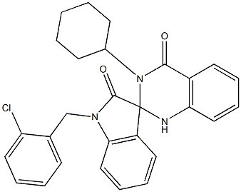 1'-[(2-chlorophenyl)methyl]-3-cyclohexylspiro[1H-quinazoline-2,3'-indole]-2',4-dione Struktur