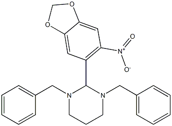 1,3-dibenzyl-2-(6-nitro-1,3-benzodioxol-5-yl)-1,3-diazinane Struktur