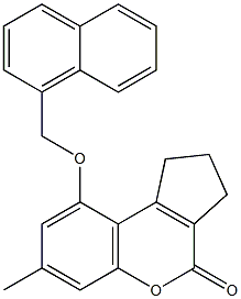 7-methyl-9-(naphthalen-1-ylmethoxy)-2,3-dihydro-1H-cyclopenta[c]chromen-4-one Struktur