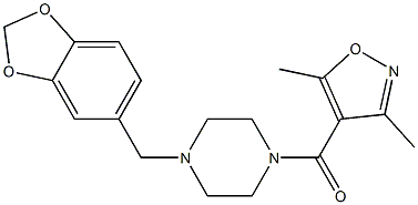 [4-(1,3-benzodioxol-5-ylmethyl)piperazin-1-yl]-(3,5-dimethyl-1,2-oxazol-4-yl)methanone Struktur