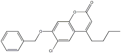 4-butyl-6-chloro-7-phenylmethoxychromen-2-one Struktur