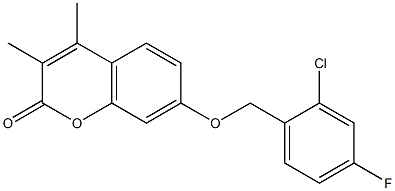 7-[(2-chloro-4-fluorophenyl)methoxy]-3,4-dimethylchromen-2-one Struktur