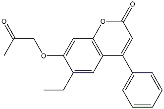 6-ethyl-7-(2-oxopropoxy)-4-phenylchromen-2-one Struktur