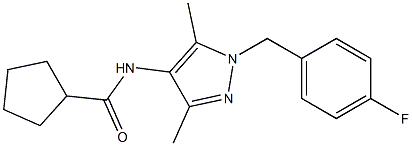 N-[1-[(4-fluorophenyl)methyl]-3,5-dimethylpyrazol-4-yl]cyclopentanecarboxamide Struktur