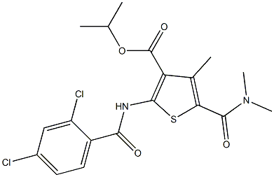 propan-2-yl 2-[(2,4-dichlorobenzoyl)amino]-5-(dimethylcarbamoyl)-4-methylthiophene-3-carboxylate Struktur