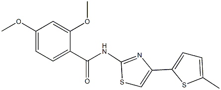 2,4-dimethoxy-N-[4-(5-methylthiophen-2-yl)-1,3-thiazol-2-yl]benzamide Struktur