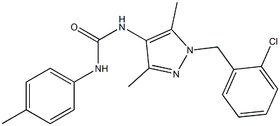 1-[1-[(2-chlorophenyl)methyl]-3,5-dimethylpyrazol-4-yl]-3-(4-methylphenyl)urea Struktur