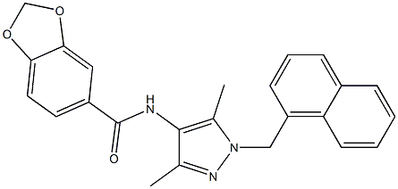 N-[3,5-dimethyl-1-(naphthalen-1-ylmethyl)pyrazol-4-yl]-1,3-benzodioxole-5-carboxamide Struktur