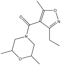 (2,6-dimethylmorpholin-4-yl)-(3-ethyl-5-methyl-1,2-oxazol-4-yl)methanone Struktur