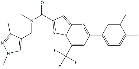 5-(3,4-dimethylphenyl)-N-[(1,3-dimethylpyrazol-4-yl)methyl]-N-methyl-7-(trifluoromethyl)pyrazolo[1,5-a]pyrimidine-2-carboxamide Struktur