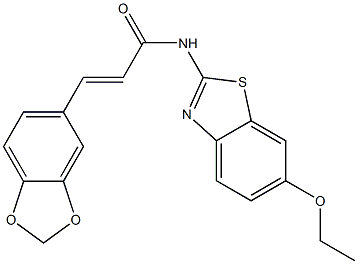 (E)-3-(1,3-benzodioxol-5-yl)-N-(6-ethoxy-1,3-benzothiazol-2-yl)prop-2-enamide Struktur