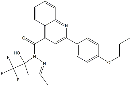 [5-hydroxy-3-methyl-5-(trifluoromethyl)-4H-pyrazol-1-yl]-[2-(4-propoxyphenyl)quinolin-4-yl]methanone Struktur