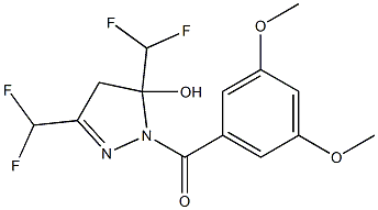 [3,5-bis(difluoromethyl)-5-hydroxy-4H-pyrazol-1-yl]-(3,5-dimethoxyphenyl)methanone Struktur