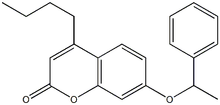 4-butyl-7-(1-phenylethoxy)chromen-2-one Struktur