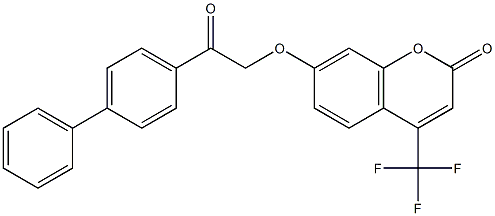 7-[2-oxo-2-(4-phenylphenyl)ethoxy]-4-(trifluoromethyl)chromen-2-one Struktur