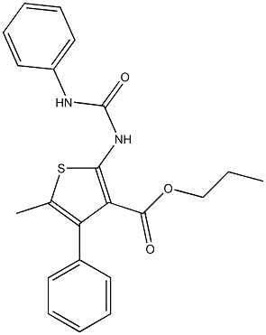 propyl 5-methyl-4-phenyl-2-(phenylcarbamoylamino)thiophene-3-carboxylate Struktur