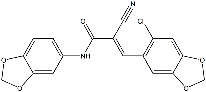 (E)-N-(1,3-benzodioxol-5-yl)-3-(6-chloro-1,3-benzodioxol-5-yl)-2-cyanoprop-2-enamide Struktur