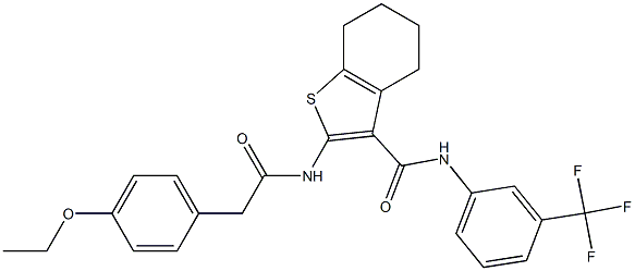 2-[[2-(4-ethoxyphenyl)acetyl]amino]-N-[3-(trifluoromethyl)phenyl]-4,5,6,7-tetrahydro-1-benzothiophene-3-carboxamide Struktur