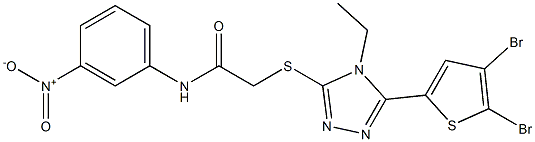 2-[[5-(4,5-dibromothiophen-2-yl)-4-ethyl-1,2,4-triazol-3-yl]sulfanyl]-N-(3-nitrophenyl)acetamide Struktur