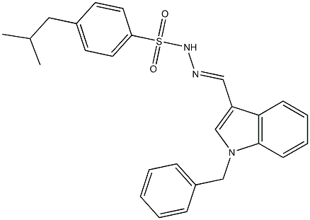 N-[(E)-(1-benzylindol-3-yl)methylideneamino]-4-(2-methylpropyl)benzenesulfonamide Struktur