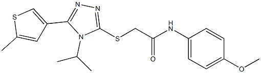 N-(4-methoxyphenyl)-2-[[5-(5-methylthiophen-3-yl)-4-propan-2-yl-1,2,4-triazol-3-yl]sulfanyl]acetamide Struktur