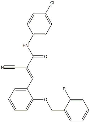 (E)-N-(4-chlorophenyl)-2-cyano-3-[2-[(2-fluorophenyl)methoxy]phenyl]prop-2-enamide Struktur