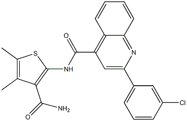 N-(3-carbamoyl-4,5-dimethylthiophen-2-yl)-2-(3-chlorophenyl)quinoline-4-carboxamide Struktur