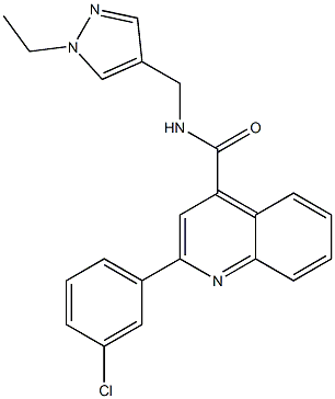 2-(3-chlorophenyl)-N-[(1-ethylpyrazol-4-yl)methyl]quinoline-4-carboxamide Struktur