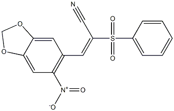 (E)-2-(benzenesulfonyl)-3-(6-nitro-1,3-benzodioxol-5-yl)prop-2-enenitrile Struktur