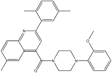 [2-(2,5-dimethylphenyl)-6-methylquinolin-4-yl]-[4-(2-methoxyphenyl)piperazin-1-yl]methanone Struktur