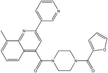 furan-2-yl-[4-(8-methyl-2-pyridin-3-ylquinoline-4-carbonyl)piperazin-1-yl]methanone Struktur