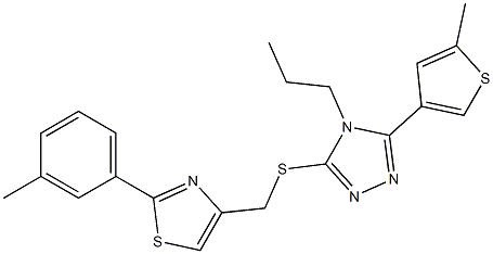 2-(3-methylphenyl)-4-[[5-(5-methylthiophen-3-yl)-4-propyl-1,2,4-triazol-3-yl]sulfanylmethyl]-1,3-thiazole Struktur