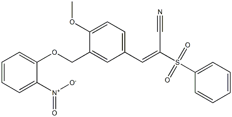 (E)-2-(benzenesulfonyl)-3-[4-methoxy-3-[(2-nitrophenoxy)methyl]phenyl]prop-2-enenitrile Struktur