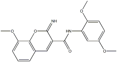 N-(2,5-dimethoxyphenyl)-2-imino-8-methoxychromene-3-carboxamide Struktur