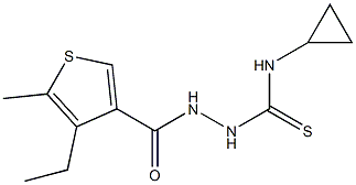 1-cyclopropyl-3-[(4-ethyl-5-methylthiophene-3-carbonyl)amino]thiourea Struktur